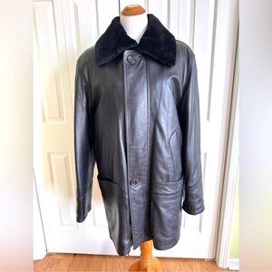 IMPERIO Leatherlounge Men’s Black Leather/Shearling Jacket 50/L EUC
